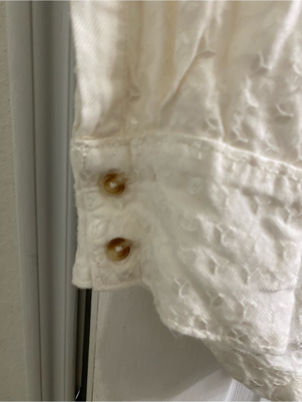 Anthropologie Maeve Sequn Textured Button Down Long Sleeve Lagenlook Cream Top L - Picture 6 of 15